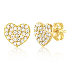 Yellow White Red Heart Earrings Pave Simulated Diamonds