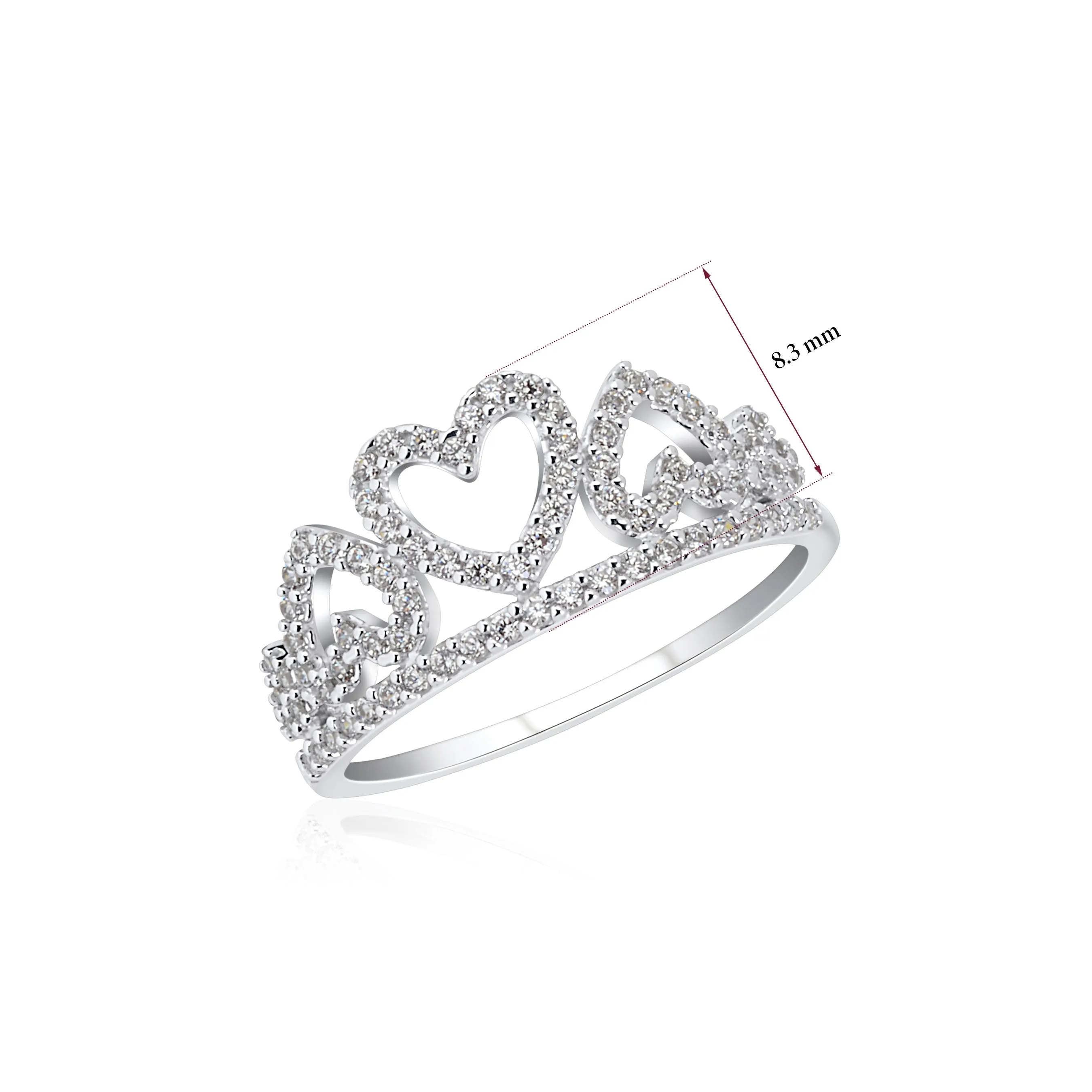 UNICORNJ 14K White Gold Heart Tiara Ring with CZ's - Italy