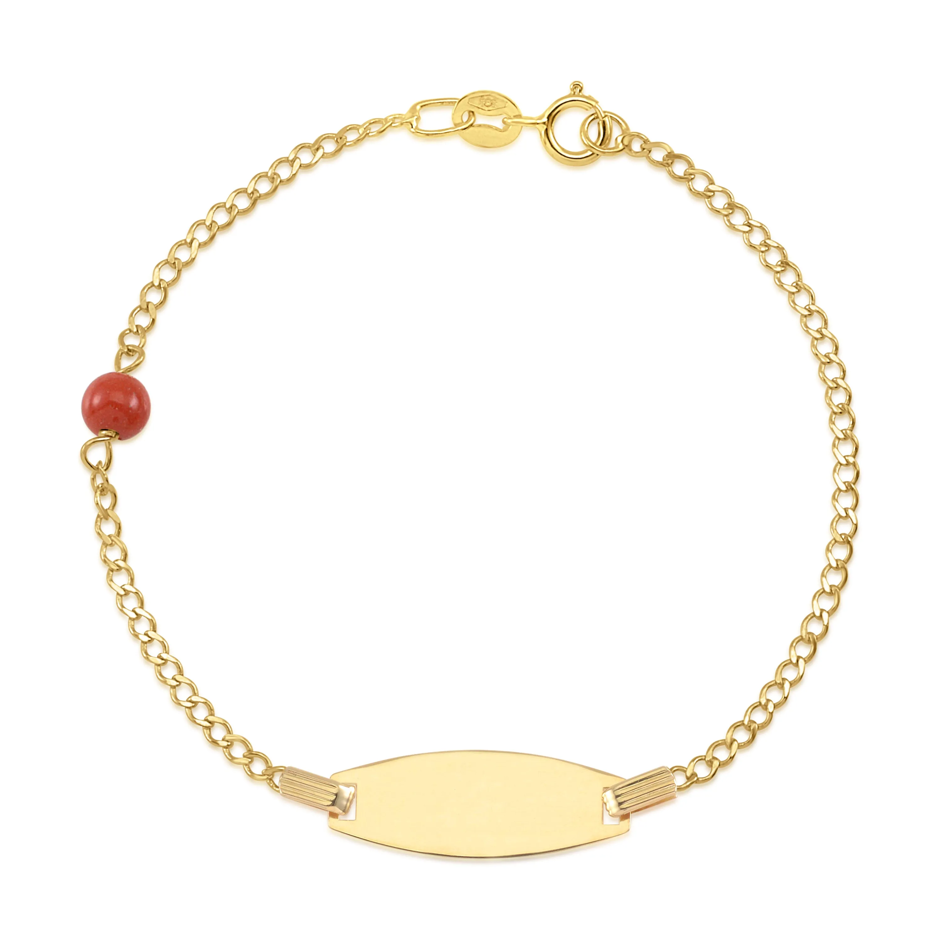 Unicornj 14K ID Bracelet Beaded Curb Chain