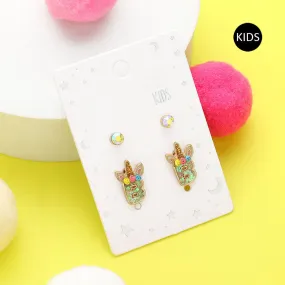 iLLASPARKZ Kids Unicorn Monogram Stud Earrings