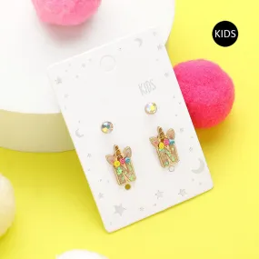 iLLASPARKZ Kids Unicorn Monogram Stud Earrings