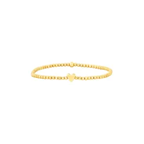 Children's 2MM Yellow Gold Filled Bracelet featuring 14K Heart Bead