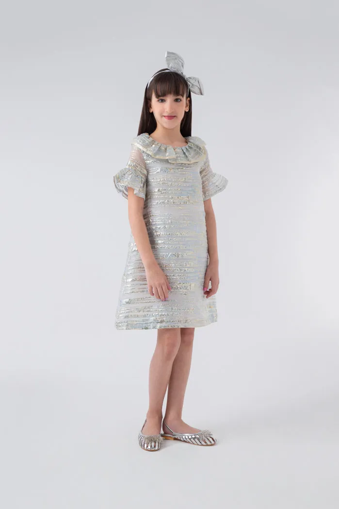 Elegant Eyelet Overlay A-Line Dress