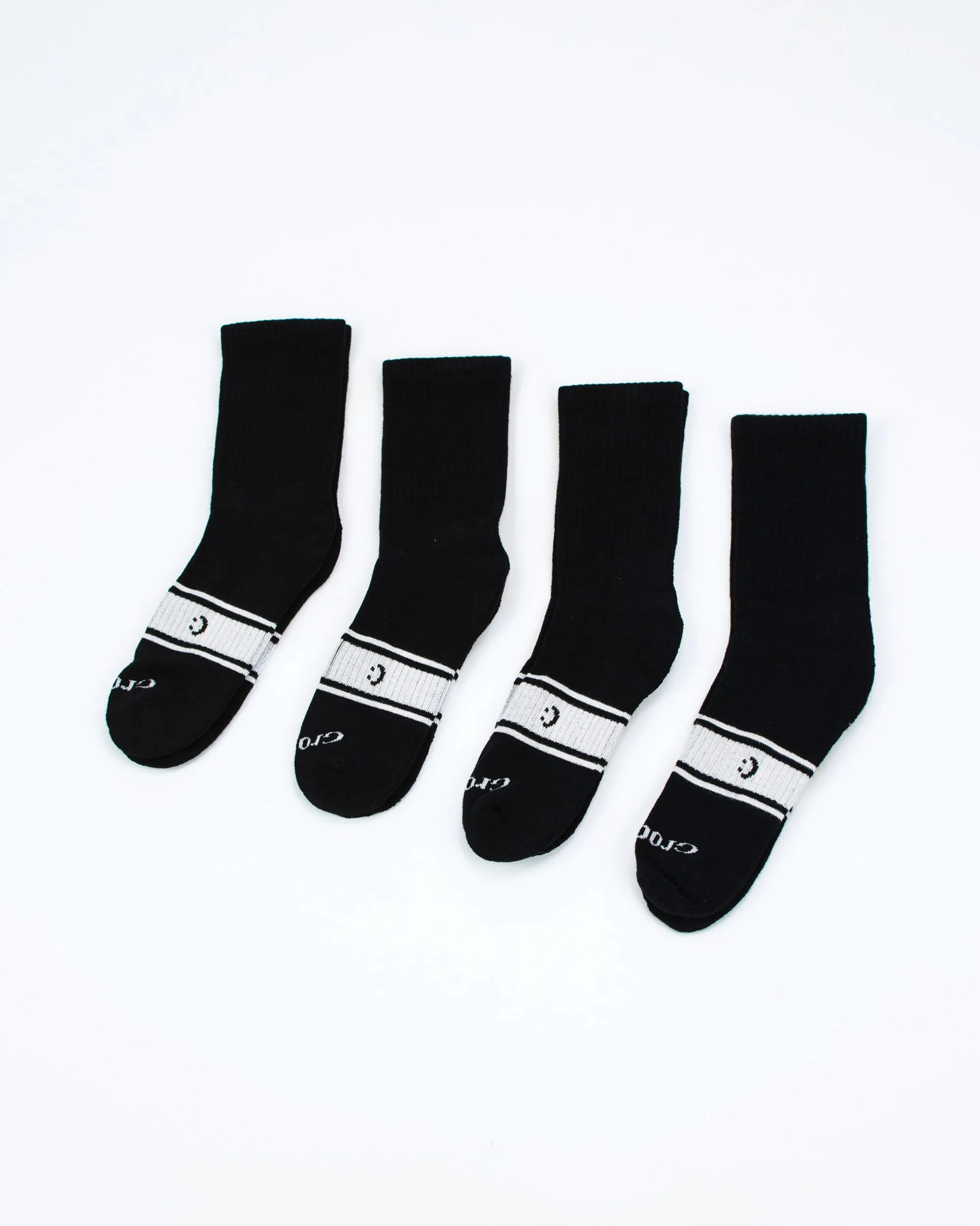 Active Crew Seamless Feel Socks 4 Pack (Kids) - Black