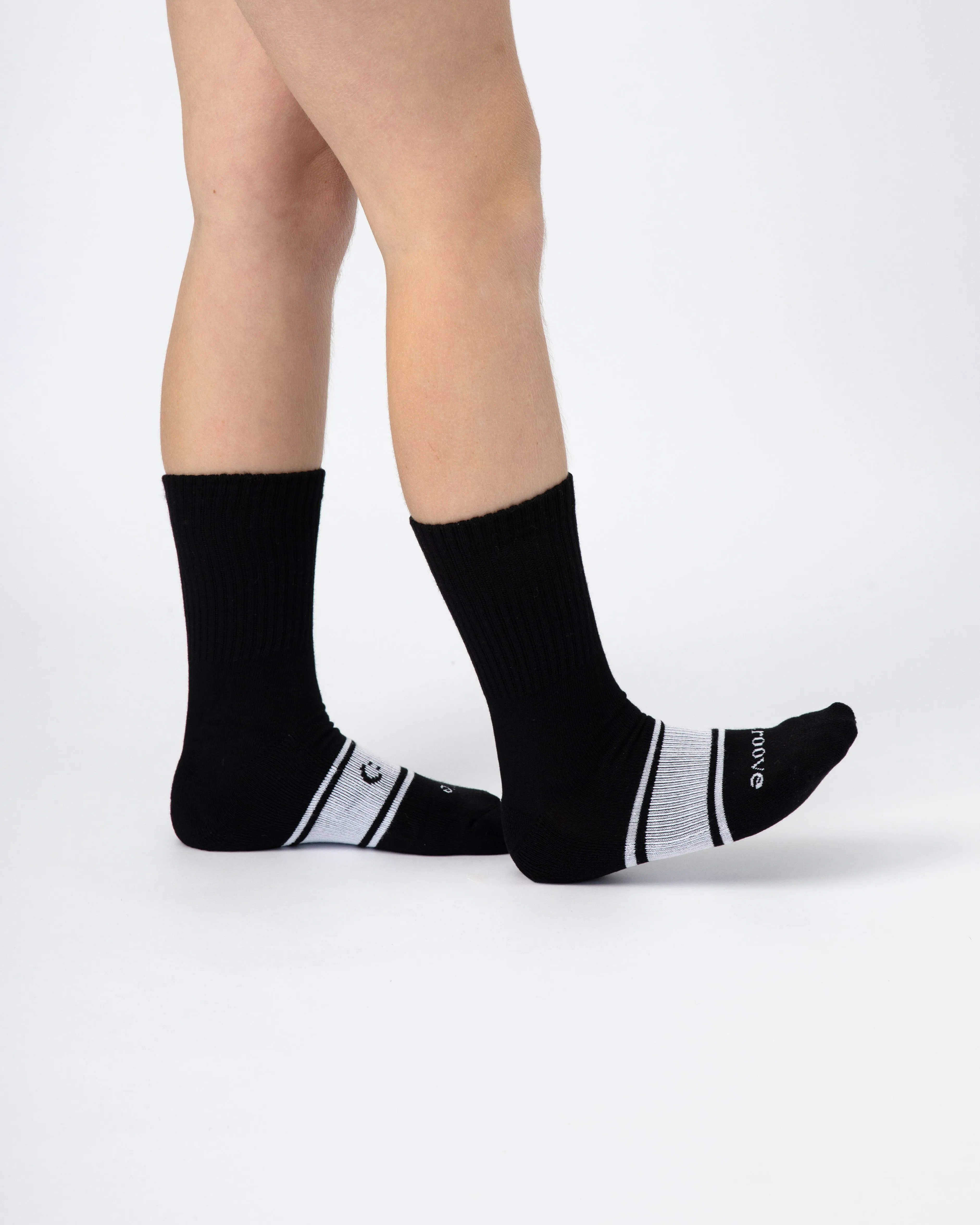 Active Crew Seamless Feel Socks 4 Pack (Kids) - Black