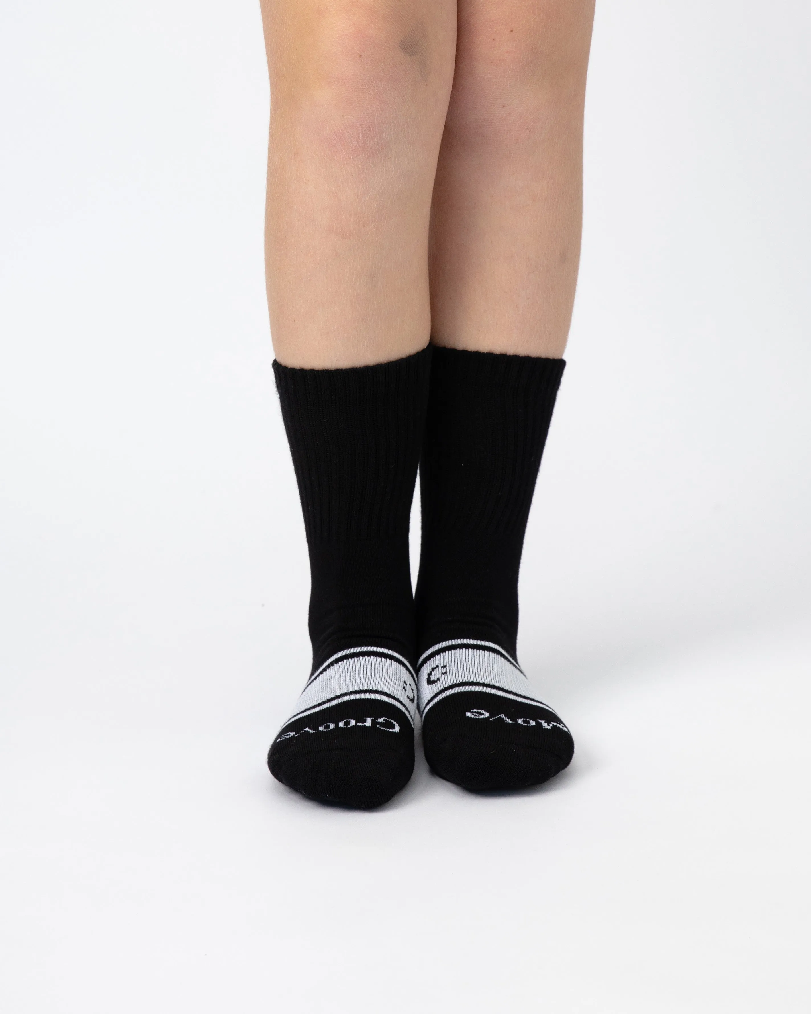 Active Crew Seamless Feel Socks 4 Pack (Kids) - Black