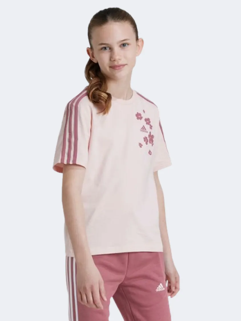 Adidas Essentials Printed Flowers Kids-Girls Sportswear T-Shirt Pink/Crimson