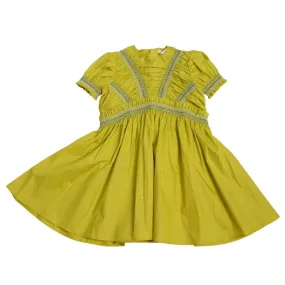 Green Kids Smocked Sunray Dress by Tia Cibani