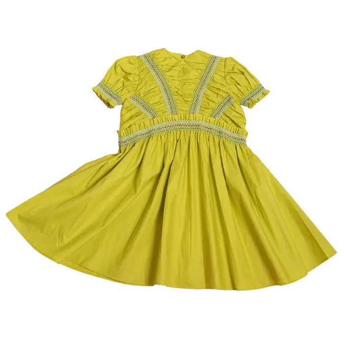 Green Kids Smocked Sunray Dress by Tia Cibani