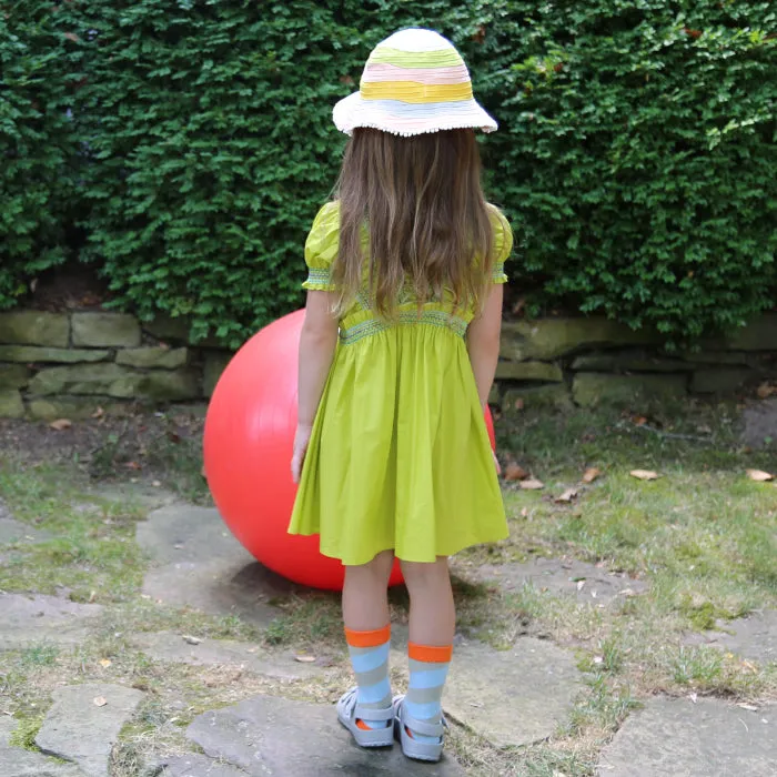 Green Kids Smocked Sunray Dress by Tia Cibani