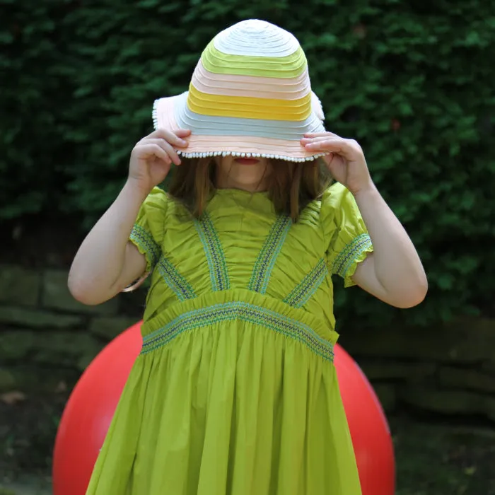 Green Kids Smocked Sunray Dress by Tia Cibani