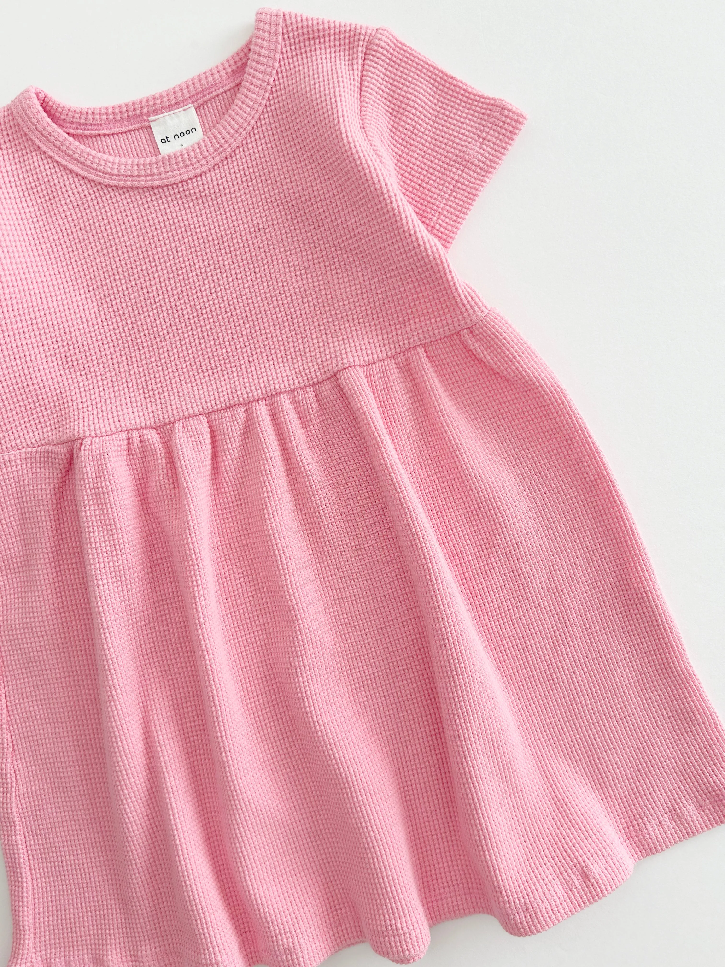 [At Noon Exclusive] Kids Cozy Waffle Dress (1-6y) - Pink