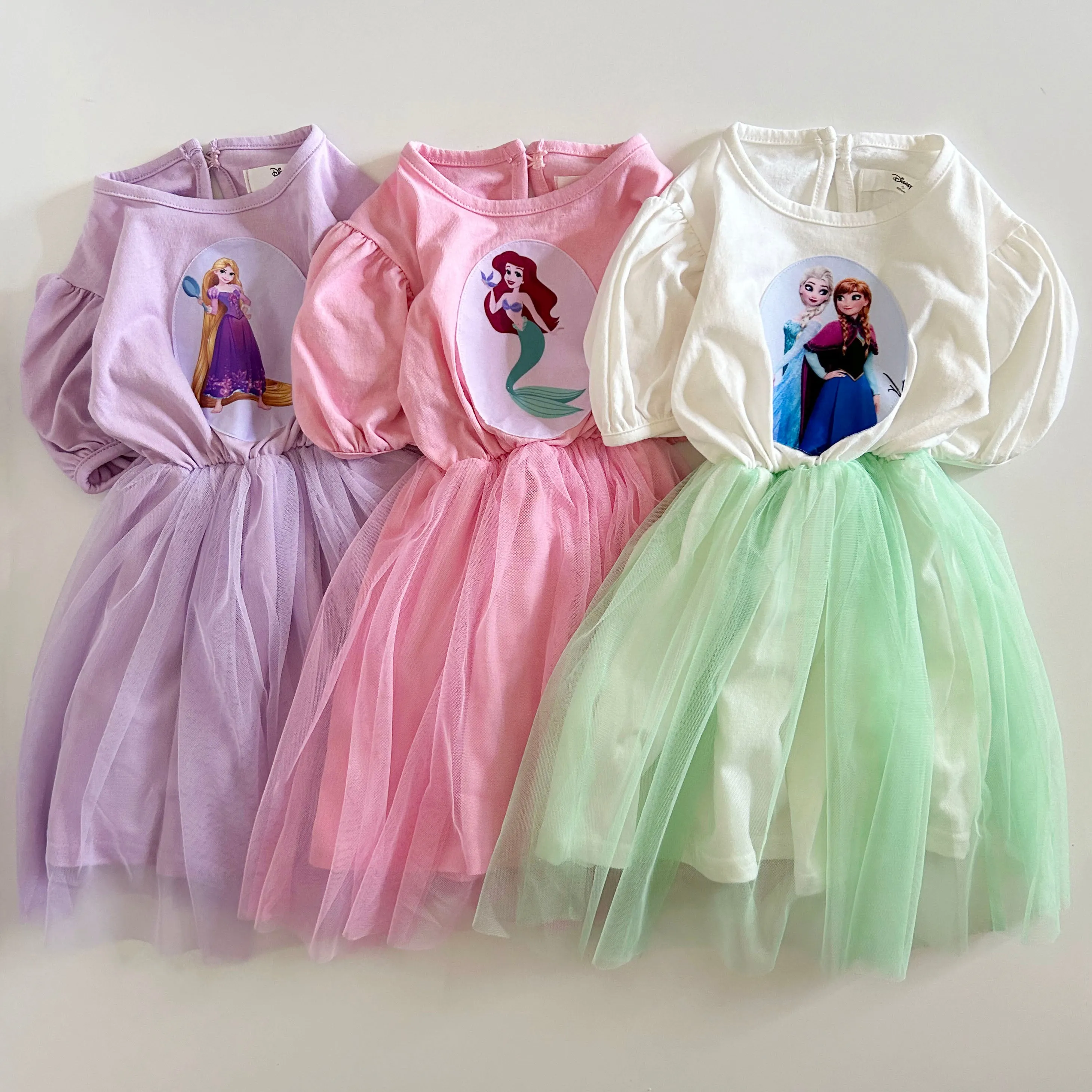 [At Noon Exclusive] Kids Summer Puff Sleeve Princess Tulle Dress (15m-7y) - 3 Colors