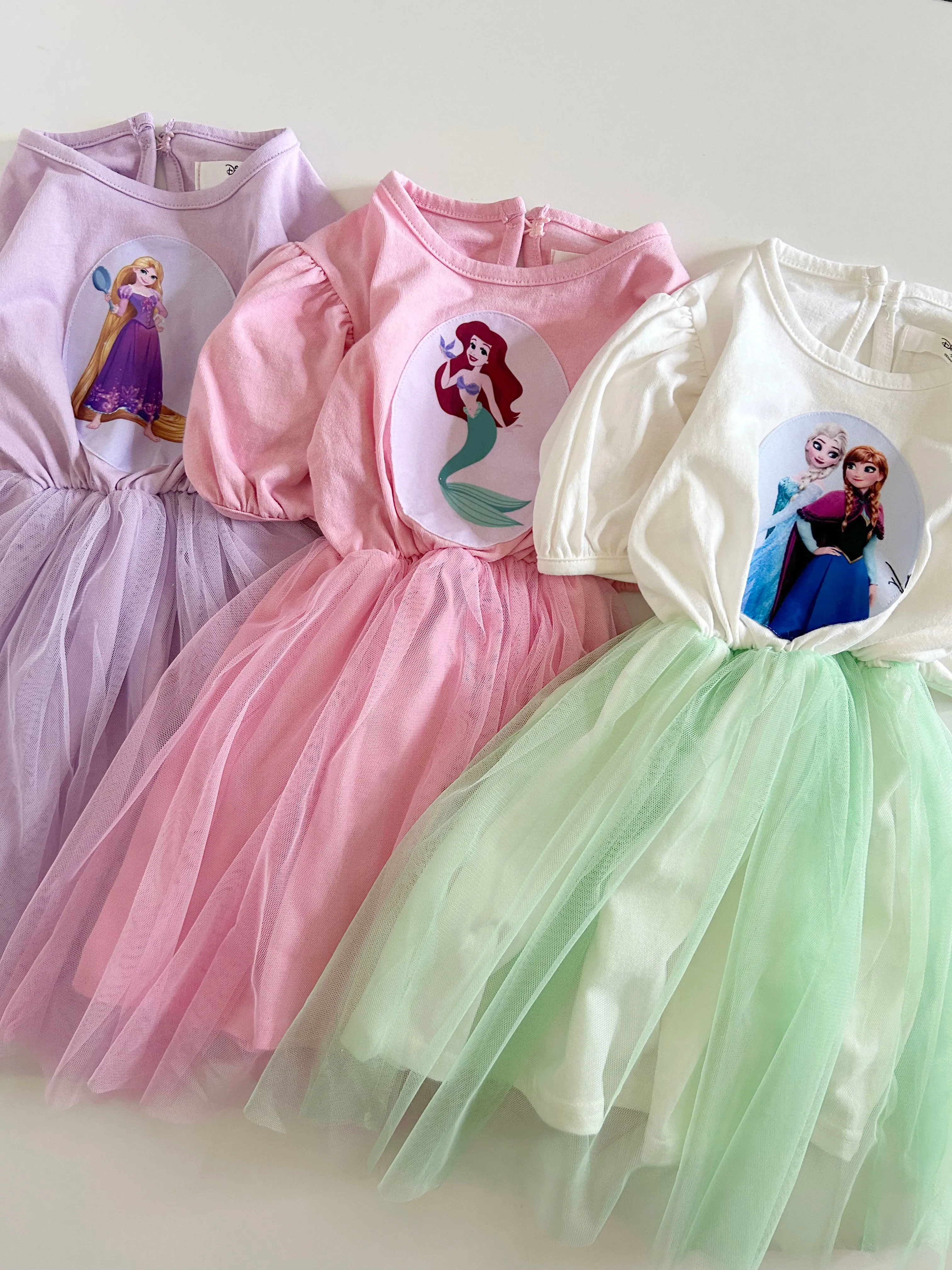 [At Noon Exclusive] Kids Summer Puff Sleeve Princess Tulle Dress (15m-7y) - 3 Colors