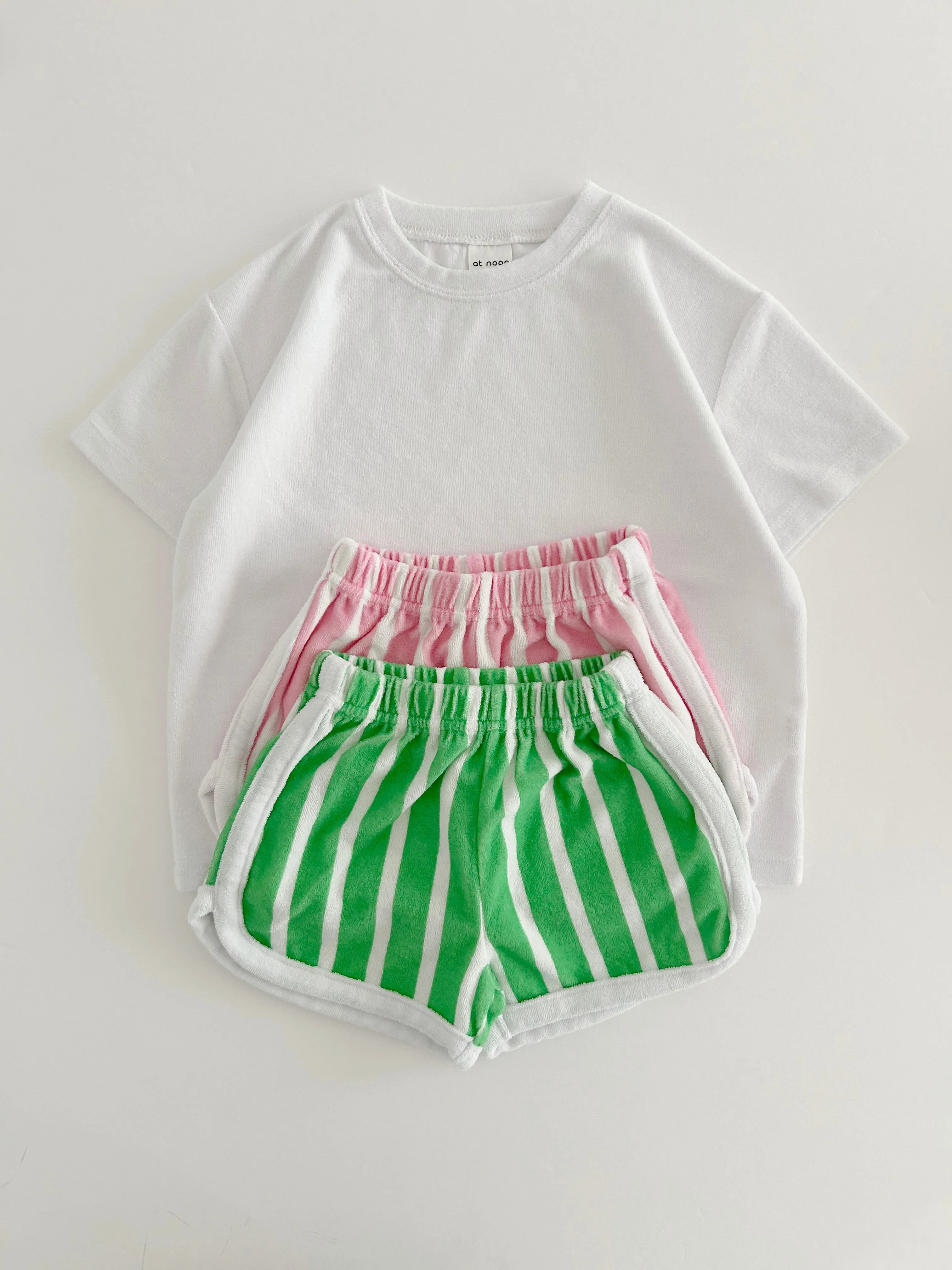 [At Noon Exclusive] Kids Terry Cloth Stripe Shorts (8m-7y) - 2 Colors