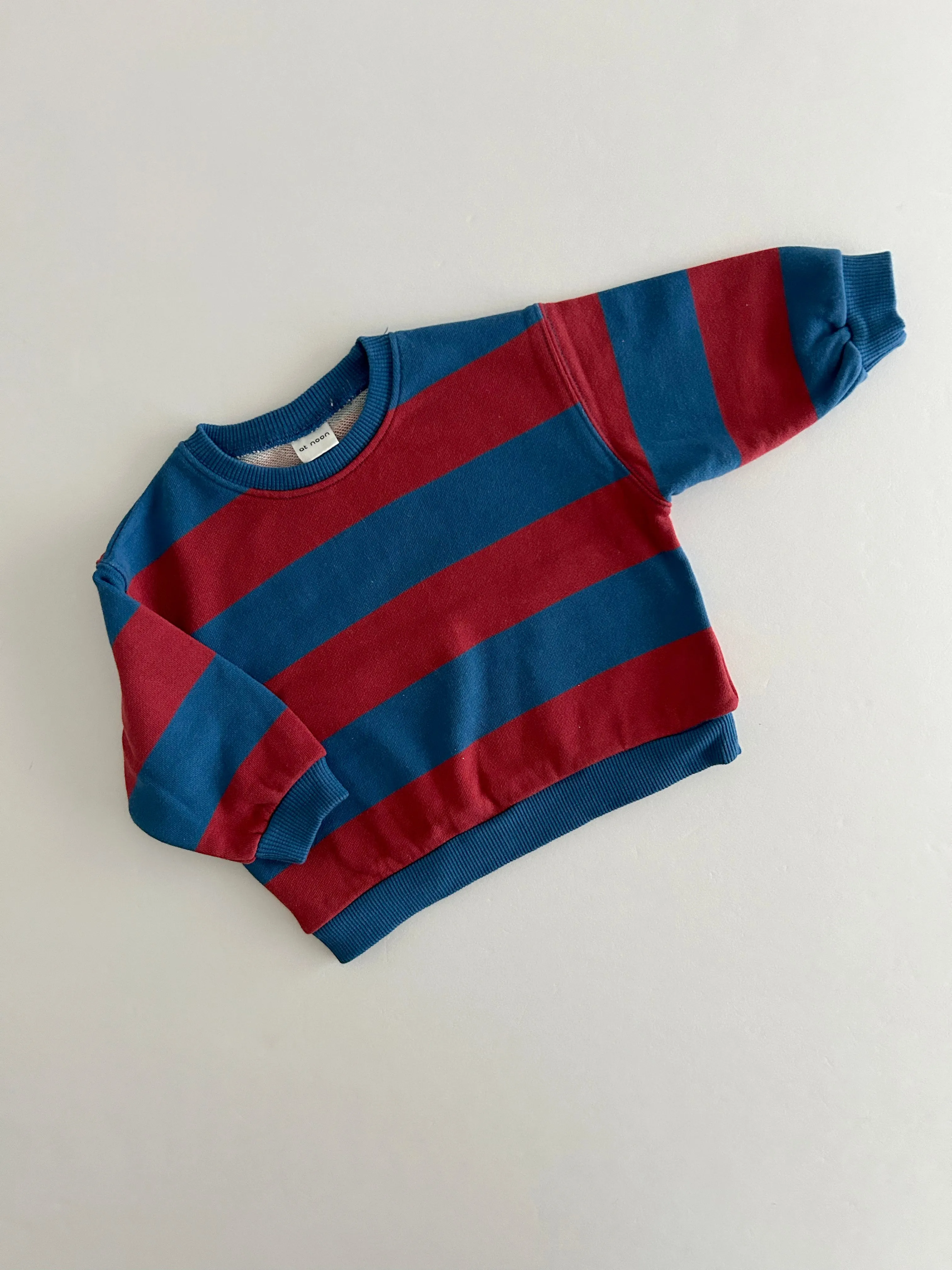 [At Noon Original Design] Kids Soft French Terry Cotton Stripe Sweatshirt (6m-7y) - 4 Colors