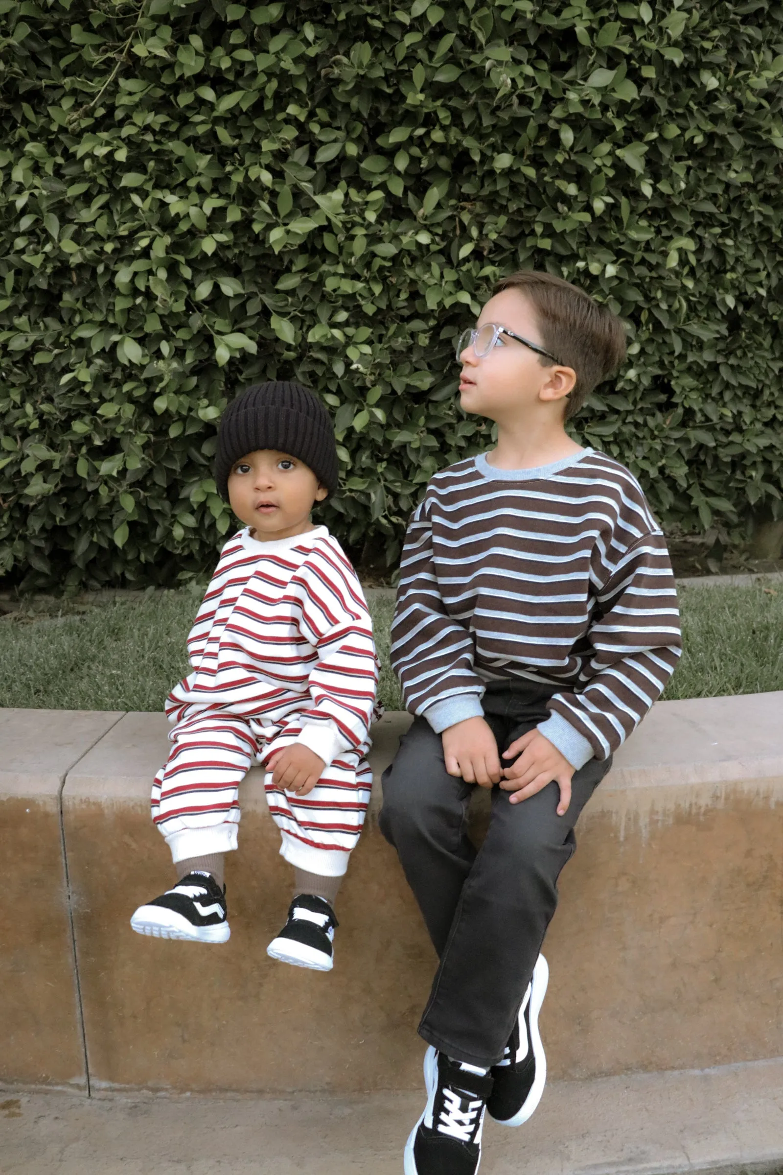 [At Noon Original Design] Kids Soft French Terry Cotton Stripe Sweatshirt (6m-7y) - 4 Colors