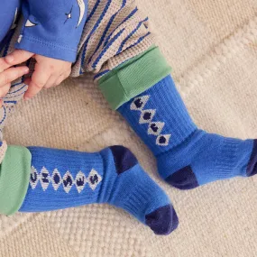 Baby Blue Bobo Diamonds Socks by Bobo Choses