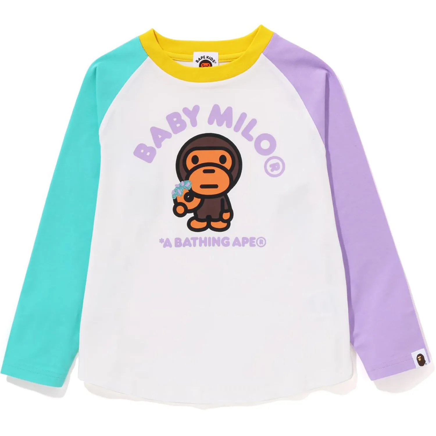 Kids Raglan Long Sleeve Tee with Baby Milo Donut Design