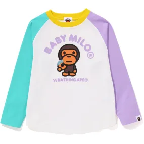 Kids Raglan Long Sleeve Tee with Baby Milo Donut Design