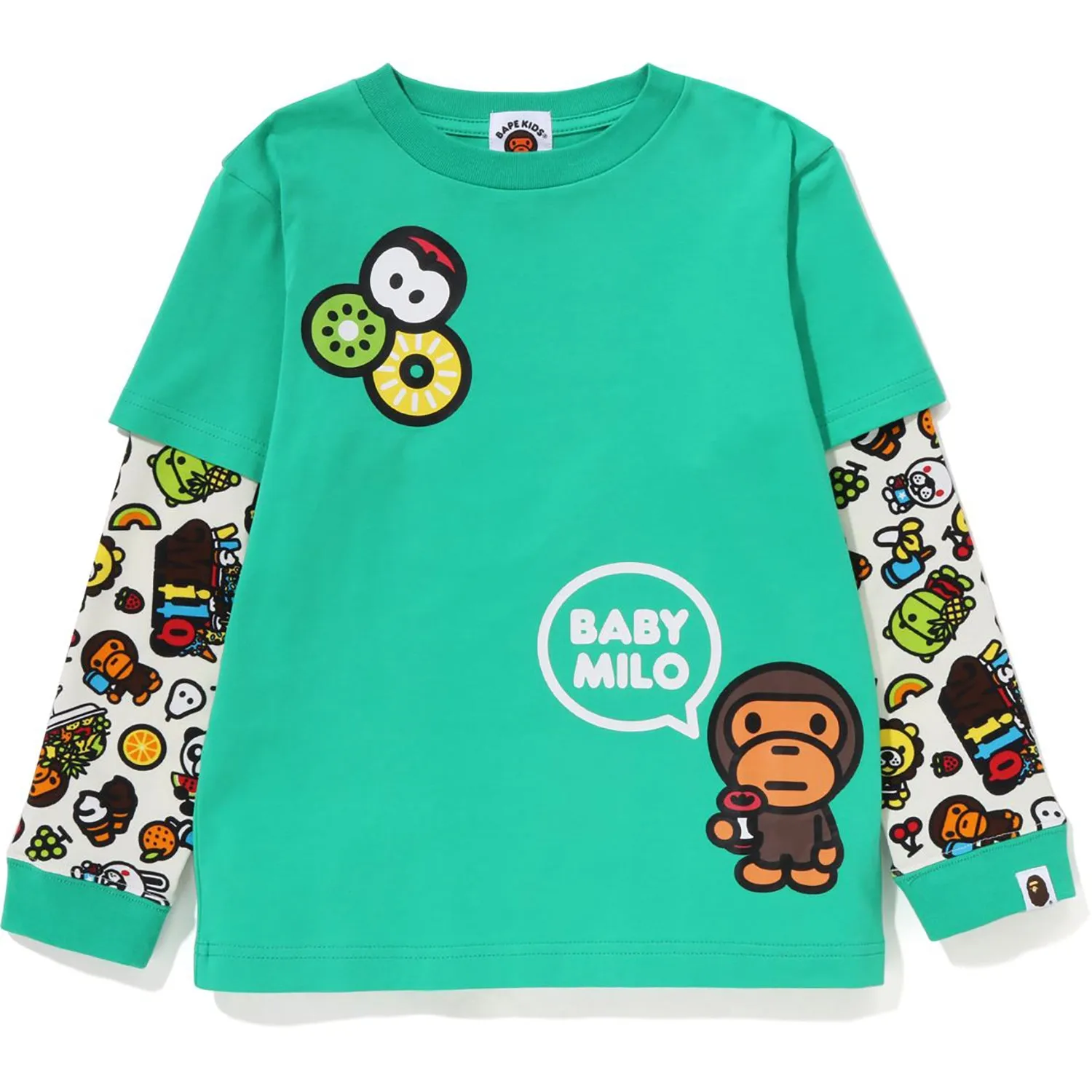 Kids Layered Long Sleeve Tee with Mixed Fruits