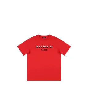 Balmain Kids Dual Color Flocked Logo T-Shirt