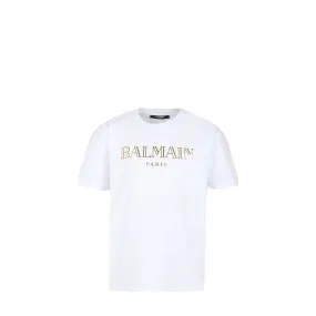 Balmain Kids Metallic Print Logo T-Shirt