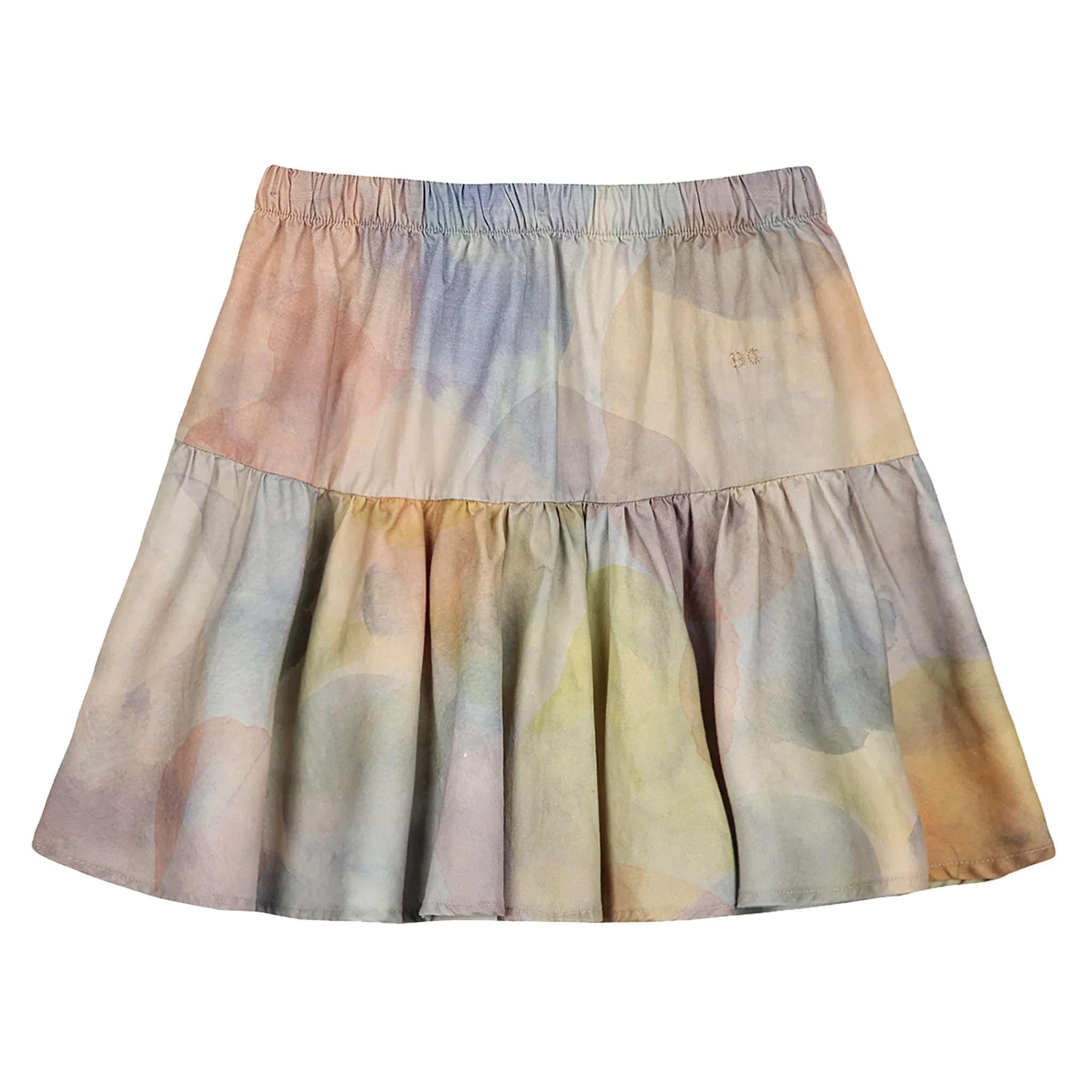 Woman Ruffle Skirt with Multicolour Skylight Print