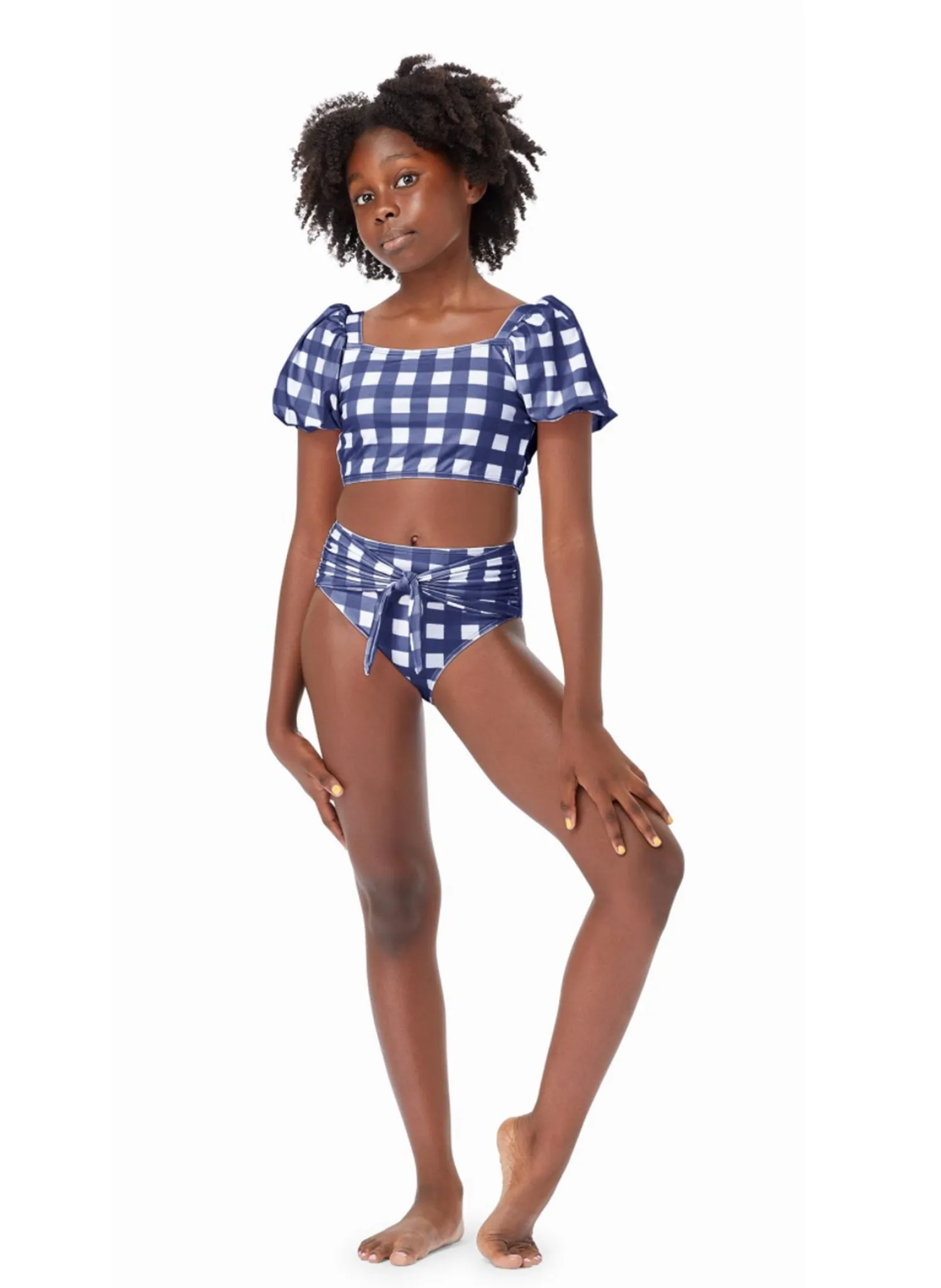 Kids Plaid Chic Bubble Sleeve Bikini by Habitual