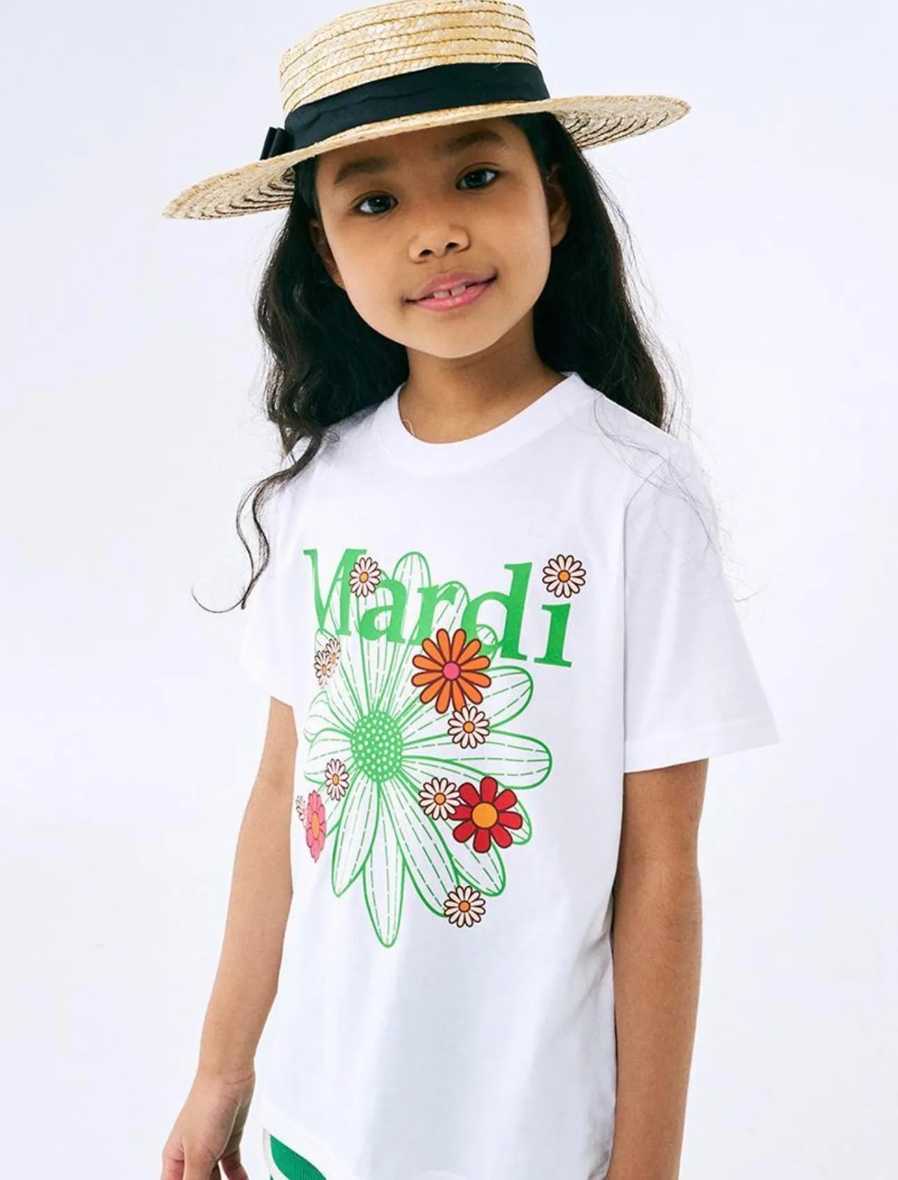 Kids Floral White Green T-Shirt