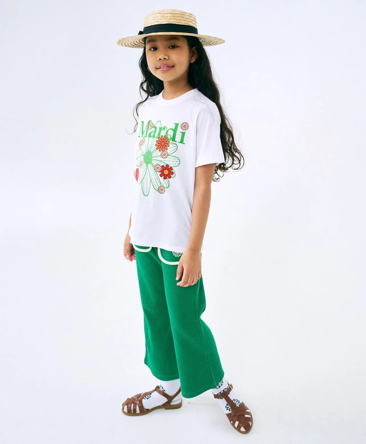 Kids Floral White Green T-Shirt