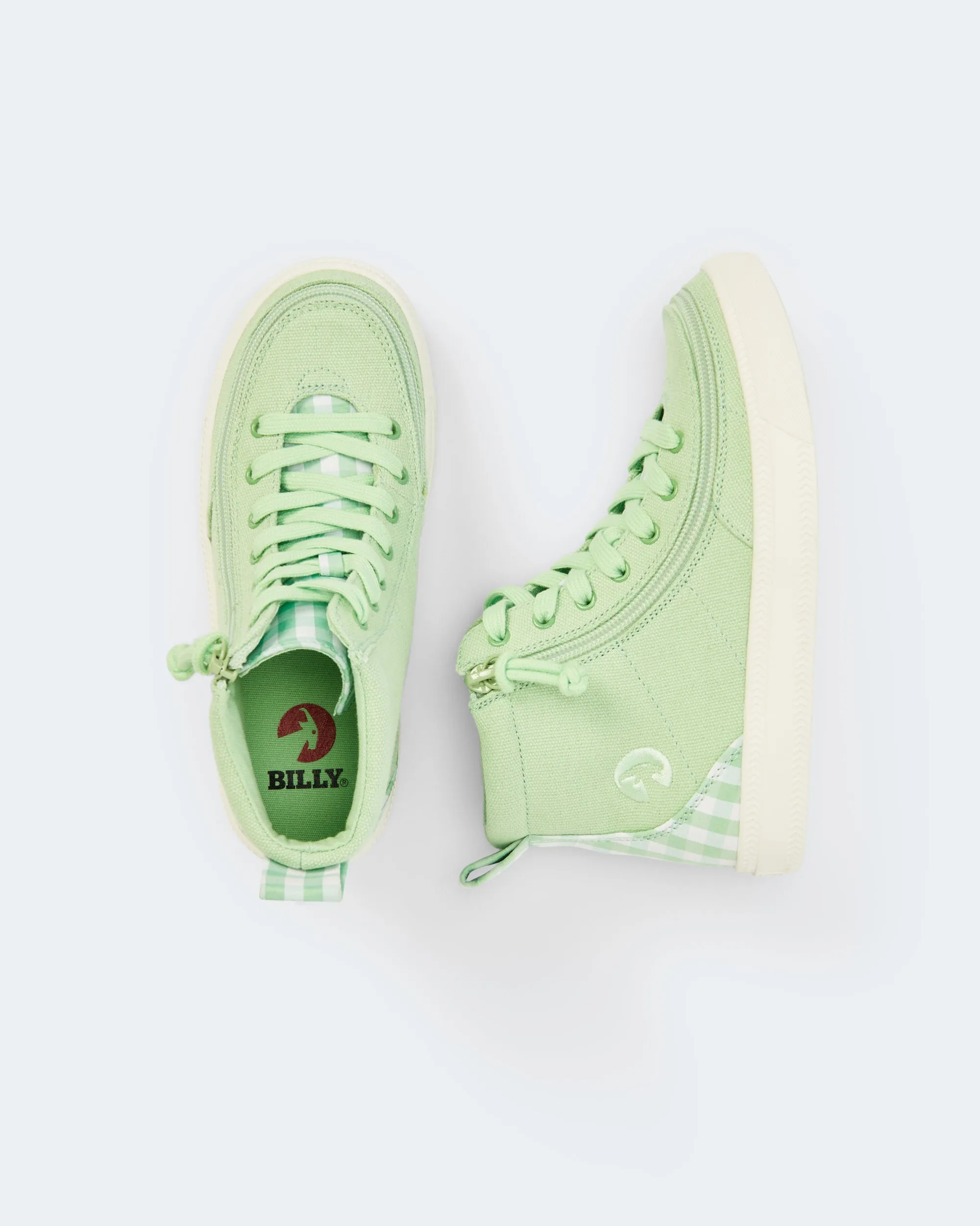 Classic High Top (Kids) - Green Gingham