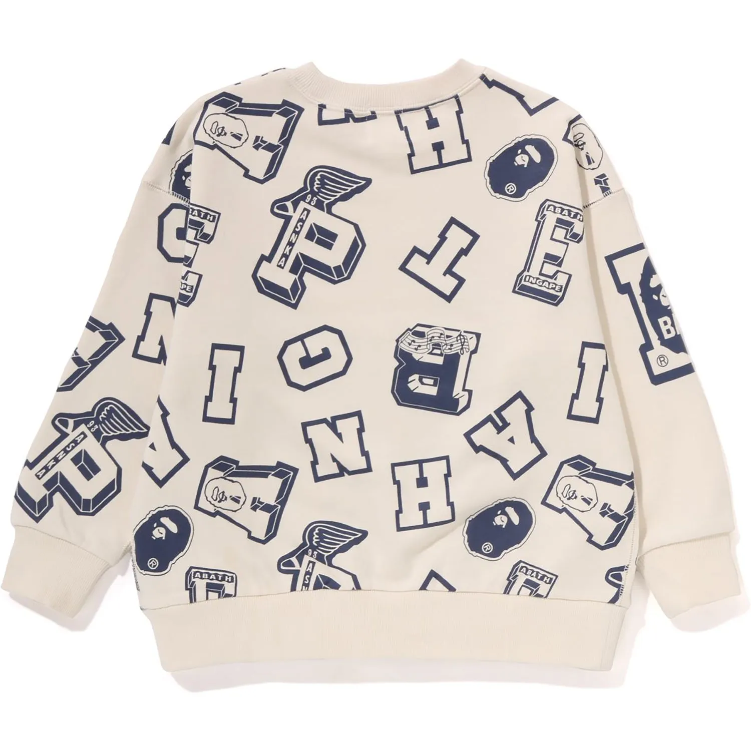 Loose Fit Crewneck Kids College Logo Pattern