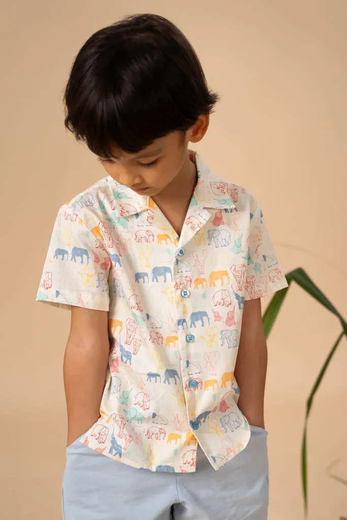 Colourful Elephants Hawaiian Shirt