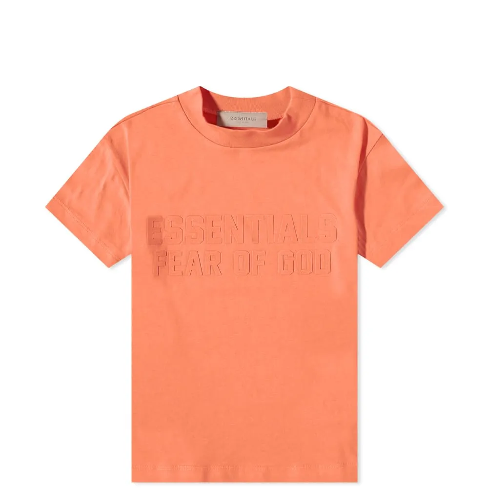 Coral Fear of God ESSENTIALS Kids Logo T-Shirt