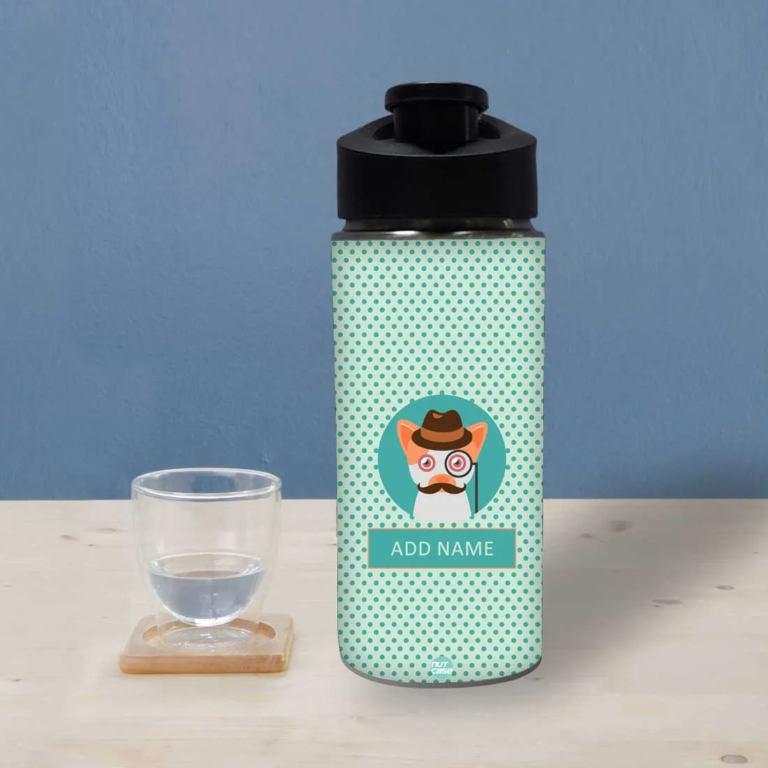 Cute Water Bottle For Kids Personalized - Spy Cat