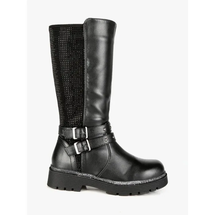 Girls' Black Zip Boots