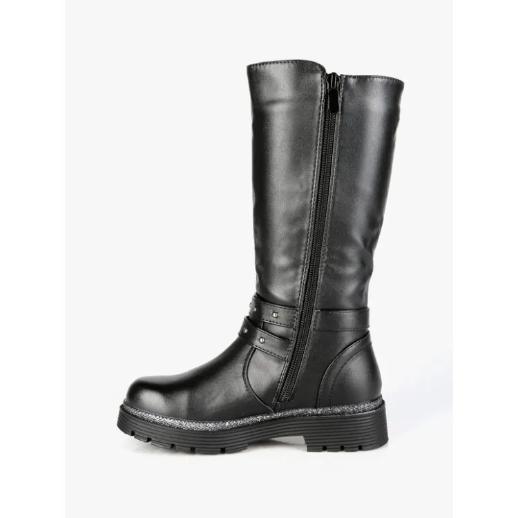 Girls' Black Zip Boots