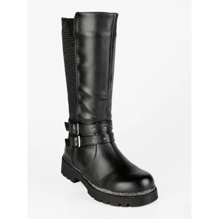 Girls' Black Zip Boots