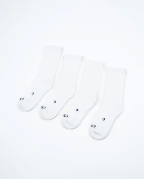 Everyday Crew Seamless Feel Socks 4 Pack (Kids) - White