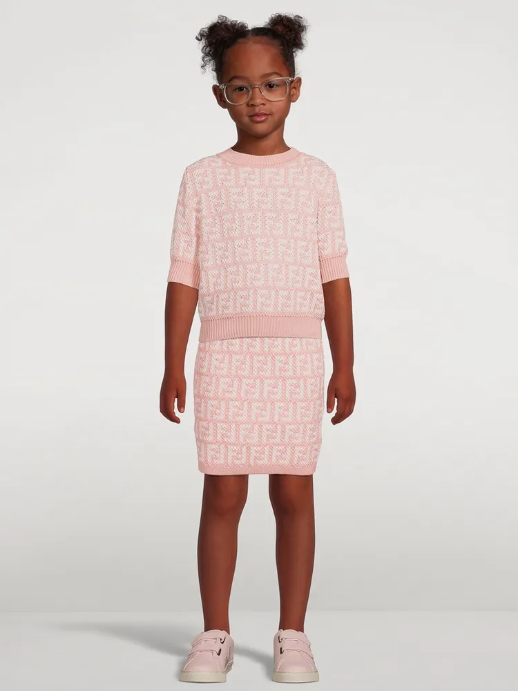 FENDI Kids Cotton Knitted Skirt