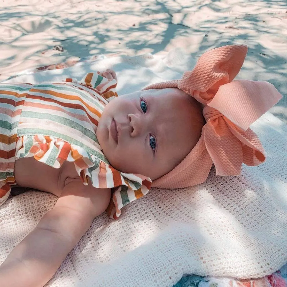 Adorable Baby Headband with Bow in Flamingo Print