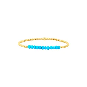 Yellow Gold Filled Bracelet for Kids with 2MM Turquoise