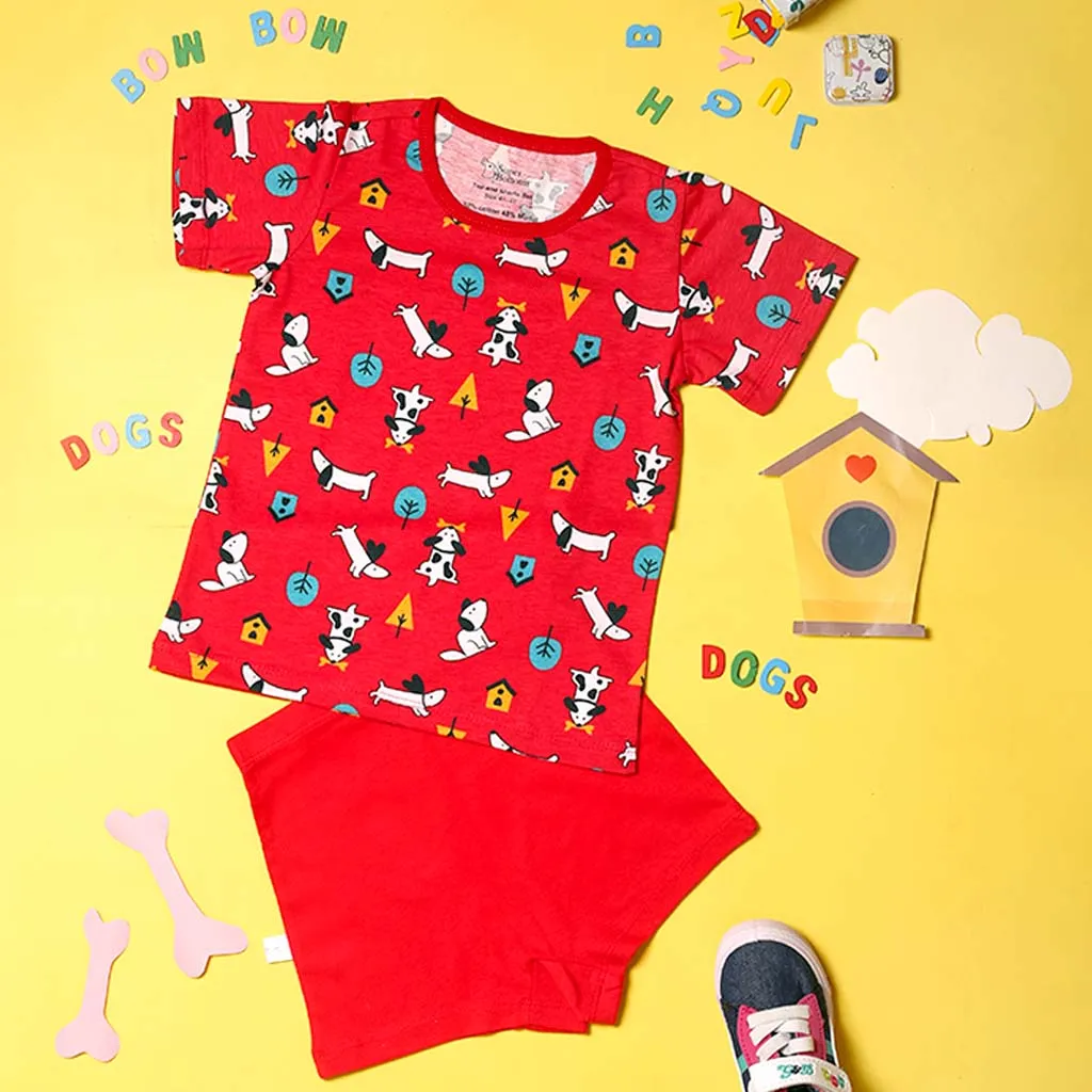 Short Sleeve Top & Shorts Set with Furry Love Design for 2-4 years old