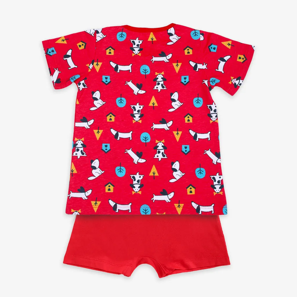 Short Sleeve Top & Shorts Set with Furry Love Design for 2-4 years old