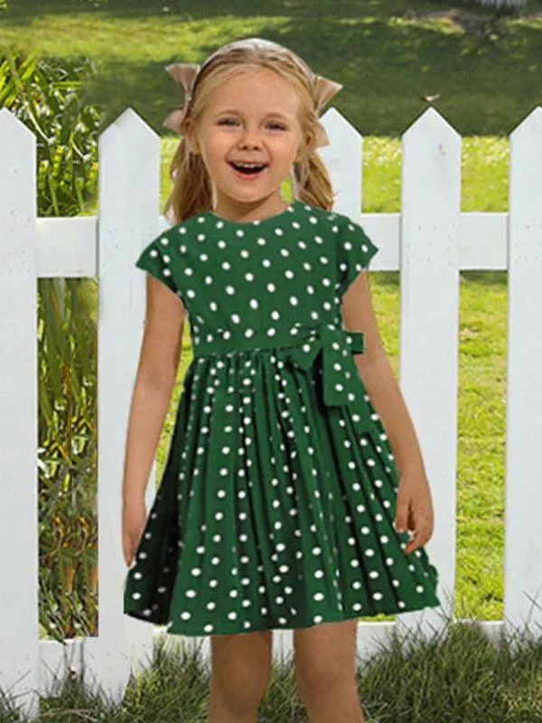 Cute Girls Sleeveless Dotted Dress