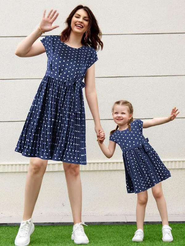 Cute Girls Sleeveless Dotted Dress