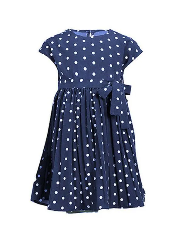 Cute Girls Sleeveless Dotted Dress