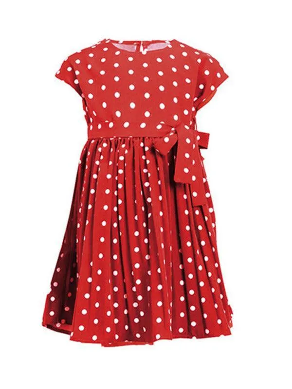 Cute Girls Sleeveless Dotted Dress