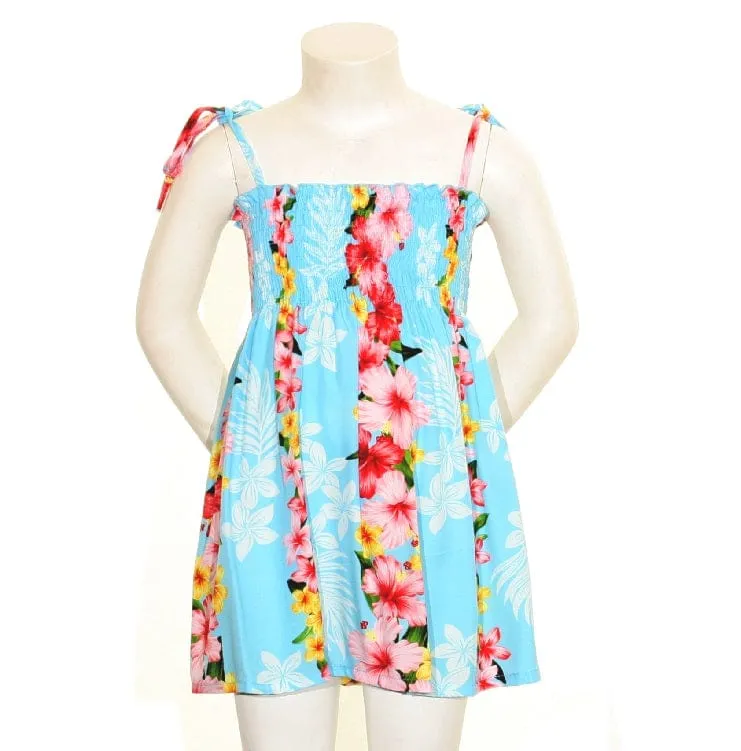 Tube Dress with Plumeria Panel for Girls